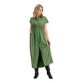 FLOREZ Dames mide jurk in groen Olijf