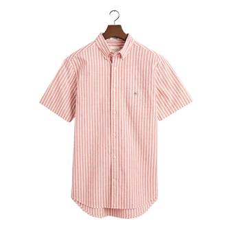 Gant Heren Shirts korte mouw streep Roze