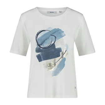 Gardeur Collectie Dames t-shirt placed print Bleu