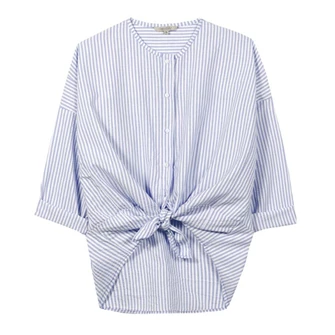 Herrlicher dames blouse met streep Blauw dessin