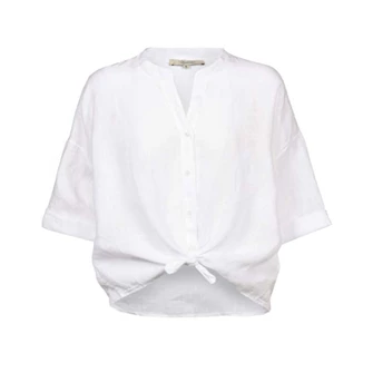 Herrlicher dames korte mouw blouse in linnen Wit