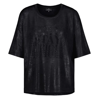 Monari Dames T-shirt 408710 Zwart dessin
