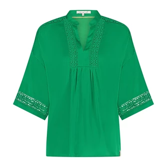 Nukus dames blouse in satijn Groen
