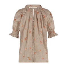 Nukus Dames blouse met embroidery Zand