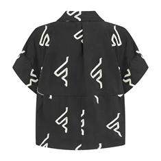 Nukus Dames korte mouw blouse met embroidery Zwart