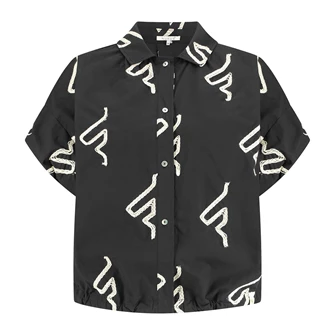 Nukus Dames korte mouw blouse met embroidery Zwart