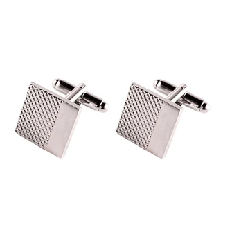 Profuomo CUFFLINK BRUSHED RELIEF SQUARE Zilver