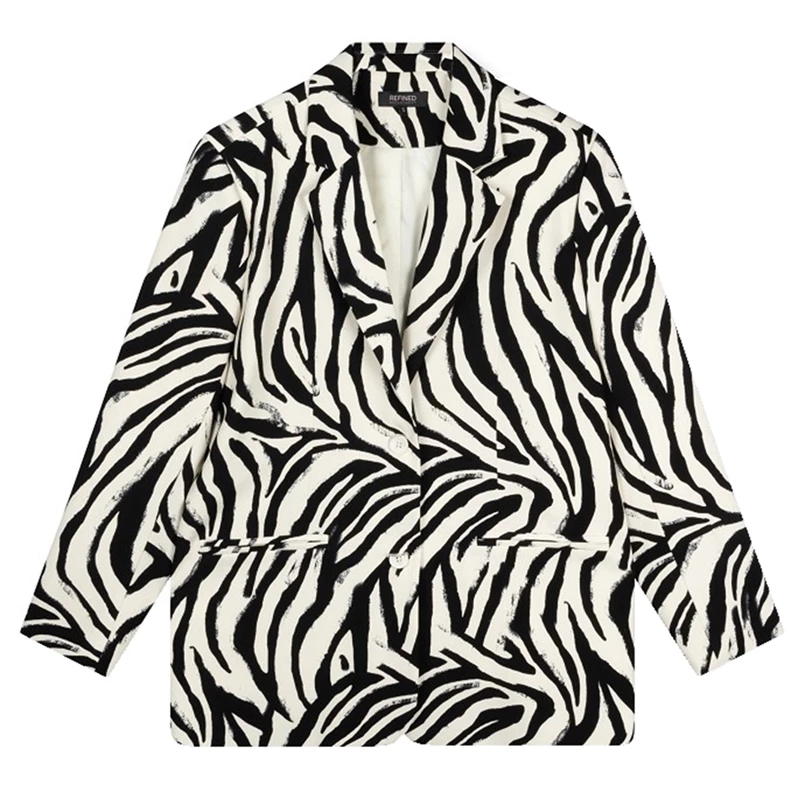 Refined Department dames blazer in zebra print Zwart dessin