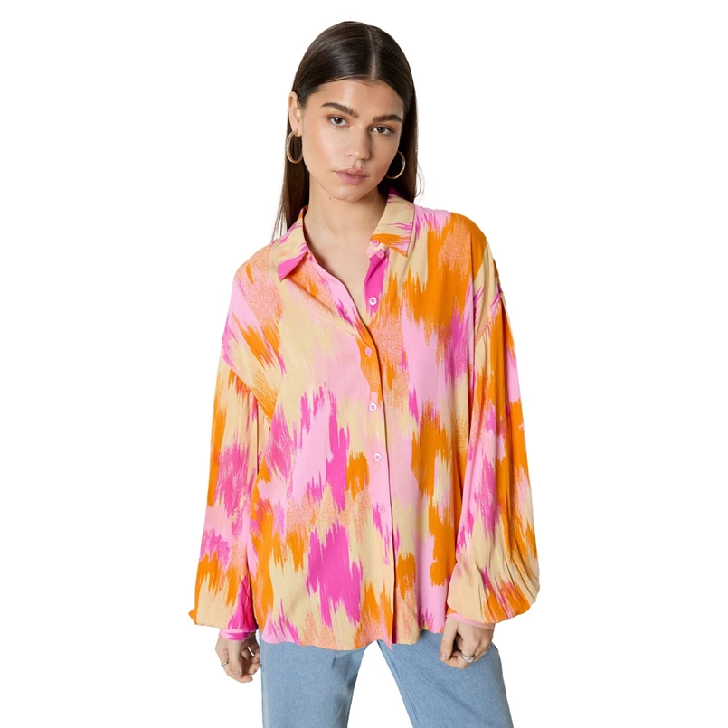 Refined Department dames oversized blouse in print Roze