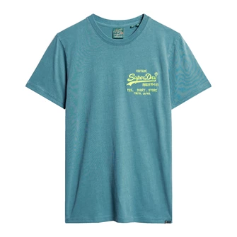 Superdry Heren Neon Vintage Logo T-Shirt Indigo blauw