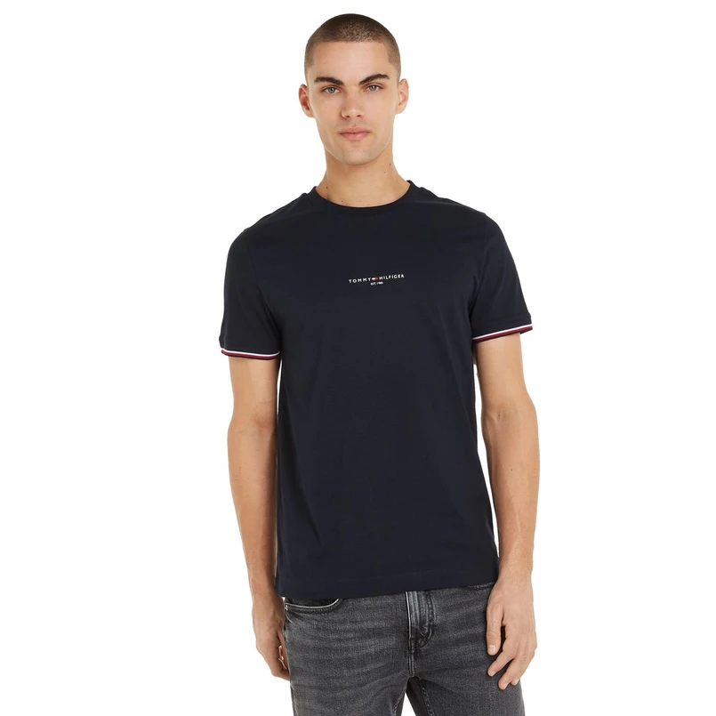 Tommy Hilfiger Heren TOMMY LOGO TIPPED TEE Navy